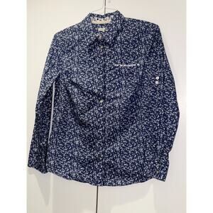 Banana Republic Shirt Youth Medium Blue Butterfly Print Button Up Long Sleeve